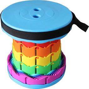 img 3 attached to 🌈 Rainbow Folding Camping Stool - Portable Collapsible Telescopic Stool with Height Adjustable Feature