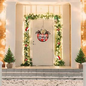 img 2 attached to 🎄 Merry Christmas Wreaths Sign for Front Door | Wreath Hanger Included | Christmas Wood Hanging Sign | Farmhouse Christmas Decorations for Door, Wall, Window, Porch | Outdoor & Indoor Use