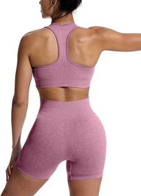 img 3 attached to 🏋️ Women's 2 Piece Seamless High Waisted Yoga Shorts and Sports Bra Set – OYS Workout Outfits for Running and Fitness