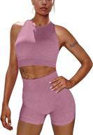 🏋️ women's 2 piece seamless high waisted yoga shorts and sports bra set – oys workout outfits for running and fitness logo