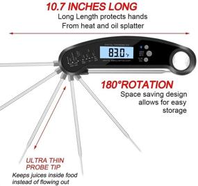 img 3 attached to 🌡️ Wireless Bread, Candy, Yogurt, and BBQ Meat Thermometer - Waterproof Body, Instant Read, Magnetic with Bottle Opener, Backlit Dial - Ideal for Baking and Liquids (Black)