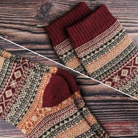 img 2 attached to 🧦 Warm and Cozy: Women's Vintage Style Wool Blend Knit Crew Socks for Cold Winter