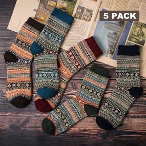 img 3 attached to 🧦 Warm and Cozy: Women's Vintage Style Wool Blend Knit Crew Socks for Cold Winter