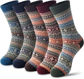 img 4 attached to 🧦 Warm and Cozy: Women's Vintage Style Wool Blend Knit Crew Socks for Cold Winter