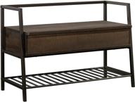 sauder north avenue smoked oak storage bench, enhanced seo-friendly finish logo