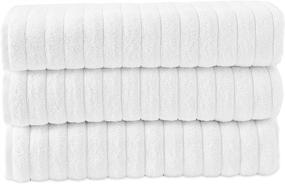 img 3 attached to 🛀 Classic Turkish Towels - Luxury Ribbed Bath Sheets Set - 100% Turkish Cotton - Extra Large, White, 3 Piece Bundle - 40 x 65 Inches - Thick, Super Absorbent