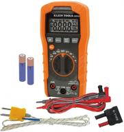 ⚙️ klein tools mm400 multimeter, digital auto ranging, ac/dc voltage, current, capacitance, frequency, duty-cycle, diode, continuity, temperature 600v logo