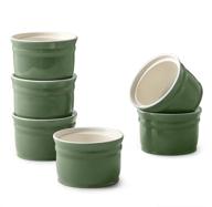 🍮 dowan porcelain ramekins - 8 oz capacity, oven safe for creme brulee, christmas souffle dishes - custard cups, dessert bowls for pudding - green baking ramekins logo