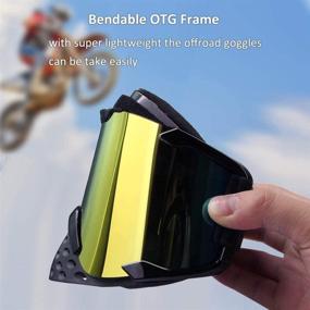 img 2 attached to 🏍️ Versatile Motorcycle Goggles: Bendable OTG Frame, Waterproof, Dustproof & Ventilated for Racing, Skiing, and ATVs with Nose Guard