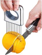 🍋 efficient stainless steel lemon slicer & fruit splitter: ultra-thin household kitchen tool for cutting onions & vegetables - silver logo