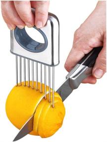 img 4 attached to 🍋 Efficient Stainless Steel Lemon Slicer & Fruit Splitter: Ultra-thin Household Kitchen Tool for Cutting Onions & Vegetables - Silver