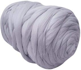 img 4 attached to 🧶 6.6lb Light Grey Chunky Merino Roving: Big Wool Yarn for Arm Knitting, Hand Crochet & DIY Thick Chunky Braided Knot Throw Blanket - Super Soft, Bulk Volume (Light Grey, 6.6LB/3KG)