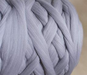 img 3 attached to 🧶 6.6lb Light Grey Chunky Merino Roving: Big Wool Yarn for Arm Knitting, Hand Crochet & DIY Thick Chunky Braided Knot Throw Blanket - Super Soft, Bulk Volume (Light Grey, 6.6LB/3KG)