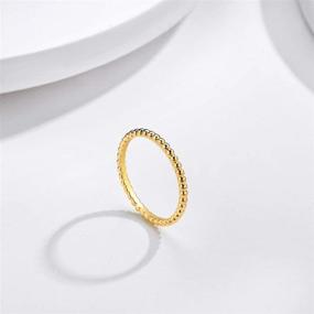 img 2 attached to 💍 Valloey Rover 14K Gold Thin Beaded Sterling Twisted Rope Wedding Band Stacking Tiny Rings with Black CZ – Enhanced SEO