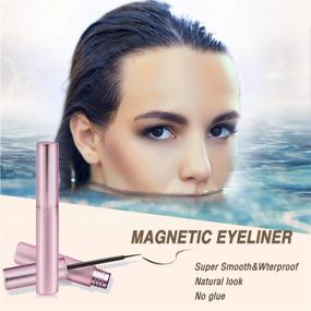 img 1 attached to Magnetic Eyelashes with Eyeliner - Natural-Looking, Waterproof, 💫 3D Magnetic Lashes Kit for Hooded Eyes (3 Pairs)