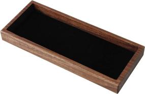 img 4 attached to Wooden Desktop Pen Tray Organizer: Office Storage Box for Coins and Keys