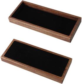 img 1 attached to Wooden Desktop Pen Tray Organizer: Office Storage Box for Coins and Keys