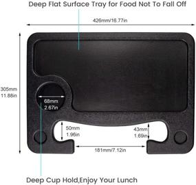 img 2 attached to Беспроводная автомобильная столешница CarQiWireless для Tesla Model 3 Model Y S X с держателем для ноутбука, планшета, iPad или блокнота - лоток для рулевого колеса для автопутешествий, крючок для еды и столик.