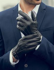 img 1 attached to 🧤 YISEVEN Cashmere Lambskin Motorcycle Gloves & Mittens: The Perfect Touchscreen Accessories for Men