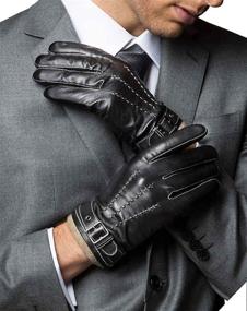 img 4 attached to 🧤 YISEVEN Cashmere Lambskin Motorcycle Gloves & Mittens: The Perfect Touchscreen Accessories for Men