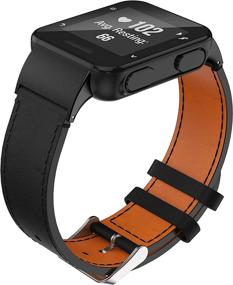 img 2 attached to 🕶️ BaiHui Genuine Leather Replacement Watch Band for Garmin Forerunner 35/Garmin Approach S10 Watch (Black)