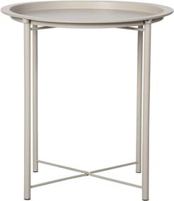 img 1 attached to VECELO Modern End Side Tables: Foldable Tray, Stable Snack Nightstand for Outdoors, Living Room, Balcony – Beige