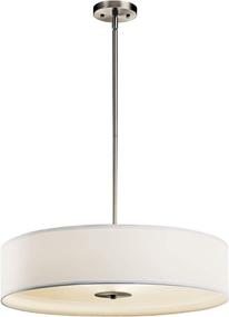 img 1 attached to Kichler 42122NI Brushed Nickel Drum Pendant Lighting, Semi Flush 3-Light (24&#34; Width x 13&#34; Height) 450 Watts, Medium