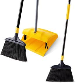 img 4 attached to Yocada Heavy Duty Broom and Dustpan Set - Commercial Outdoor Indoor - 2+1 - Ideal for Courtyard, Garage, Lobby, Mall, Market, Floors, Home, Kitchen, Rooms, Offices - Perfect for Pet Hair and Rubbish Removal