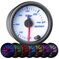 🚚 glowshift white 7 color 60 psi turbo boost gauge kit for diesel trucks - high-quality mechanical hose & fittings included - 2-1/16" 52mm display - clear dial with white lens logo