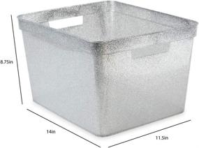 img 1 attached to Isaac Jacobs Large Glitter Storage Bin Set with Cut-Out Handles - 14” x 11.5” x 8.75” Plastic Organizer for Multi-Functional Home Storage Solution in Kids Playroom, Bedroom, and Closet - Pack of 2, Silver