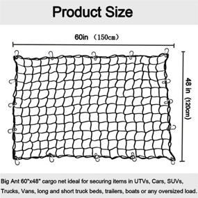 img 3 attached to Большая сетка для загрузки Big Ant 4'x5' для багажного отсека пикапа - сетка повышенной прочности с 16 карабинами, мелкая сетка размером 4”x4” плотно удерживает грузы