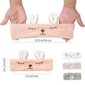 img 2 attached to 🐾 Pinch of Spa 4 Pack Animal Coral Fleece Spa Headbands - Perfect for Makeup, Face Washing, and Showering