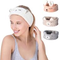 🐾 pinch of spa 4 pack animal coral fleece spa headbands - perfect for makeup, face washing, and showering logo