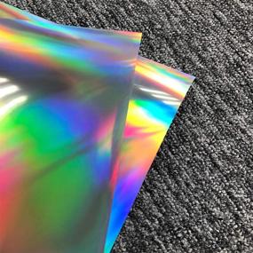 img 3 attached to Holographic Heat Transfer Foil Vinyl HTV for T-Shirt 12x10 (Pack 🌈 of 6) - Silver Rainbow, Thick and Durable with Stunning 3D Effect
