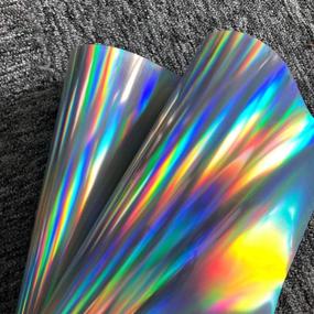 img 2 attached to Holographic Heat Transfer Foil Vinyl HTV for T-Shirt 12x10 (Pack 🌈 of 6) - Silver Rainbow, Thick and Durable with Stunning 3D Effect