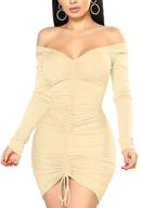 xxtaxn women's elegant off the shoulder ruched long sleeve mini dress with a sexy touch logo