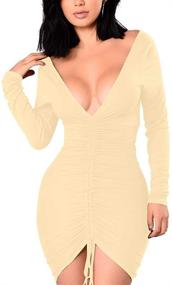 img 2 attached to XXTAXN Women's Elegant Off The Shoulder Ruched Long Sleeve Mini Dress with a Sexy Touch