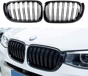 img 3 attached to 🚗 F25 Grilles: High-Quality Replacement Front Kidney Grills for BMW X3 F25, X4 F26 2014-2017 – ABS, Gloss Black, Double Slats, 2-pc Set