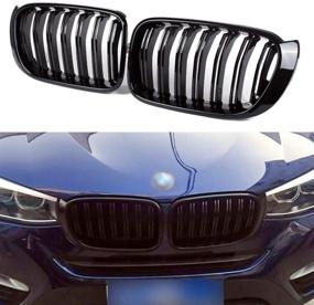 img 1 attached to 🚗 F25 Grilles: High-Quality Replacement Front Kidney Grills for BMW X3 F25, X4 F26 2014-2017 – ABS, Gloss Black, Double Slats, 2-pc Set