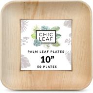 🌿 chic leaf palm leaf plates: eco-friendly 10 inch bamboo disposable plates (50 pc) - compostable & biodegradable alternative to plastic and paper plates logo