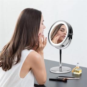 img 1 attached to 🪞 YYAMEA Lighted Makeup Mirror - 7" Dual Magnification, LED Vanity Mirror with Lights - Perfect for Desk, Bedroom, and Bathroom