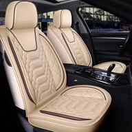 🚗 freesoo car seat covers - full coverage leather seats cover cushion protector | universal fit for 5 seats vehicles | airbag compatible | beige 8 | auto interior accessories logo