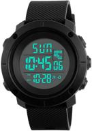 🕑 teenagers' water-resistant digital sports watch with easy-to-read military backlight, black big face - designed for ages 12 and over logo