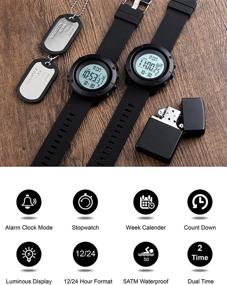 img 1 attached to 🕑 Teenagers' Water-Resistant Digital Sports Watch with Easy-to-Read Military Backlight, Black Big Face - Designed for Ages 12 and Over