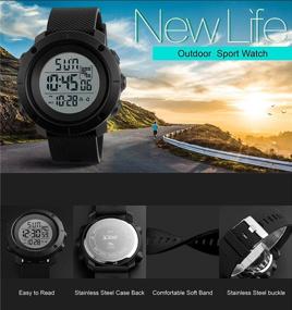 img 2 attached to 🕑 Teenagers' Water-Resistant Digital Sports Watch with Easy-to-Read Military Backlight, Black Big Face - Designed for Ages 12 and Over