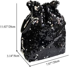 img 1 attached to 🧜 Ayliss Women's Reversible Mermaid Sequin Drawstring Bucket Bag with Chain Shoulder Strap - Crossbody Handbags