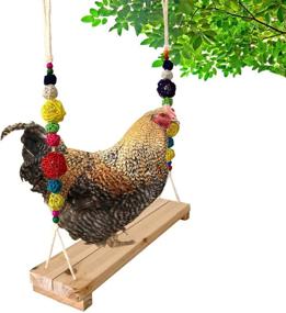 img 4 attached to Vehomy Chicken Swing Perch Wood Stand - Handmade Toy for Poultry Run, Hens, Macaws, Roosters, Parrots - Chicken Coop Accessories, Chicken Ladder