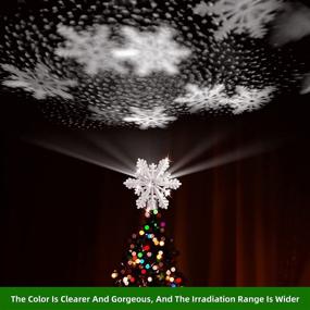 img 3 attached to 🎄 Glittered Snowflake Light Christmas Tree Topper with Rotating Projection and Clear Dynamic Snowflake - Ideal for Festive Décor, Stable Design