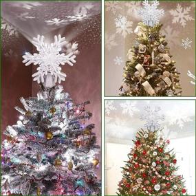img 1 attached to 🎄 Glittered Snowflake Light Christmas Tree Topper with Rotating Projection and Clear Dynamic Snowflake - Ideal for Festive Décor, Stable Design