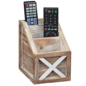 img 4 attached to 🖥️ Rustic Vintage Wooden Desk Organizer by Barnyard Designs - Remotes Caddy for Tabletop, Desktop Office Supplies, Desk Accessories Holder - 6.75" x 6.5” - White/Brown